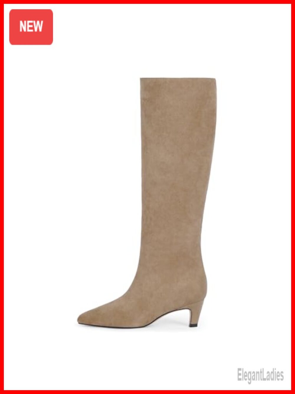 Kitten Heel Knee High Boots Square Toe Faux Suede Tall Boots
